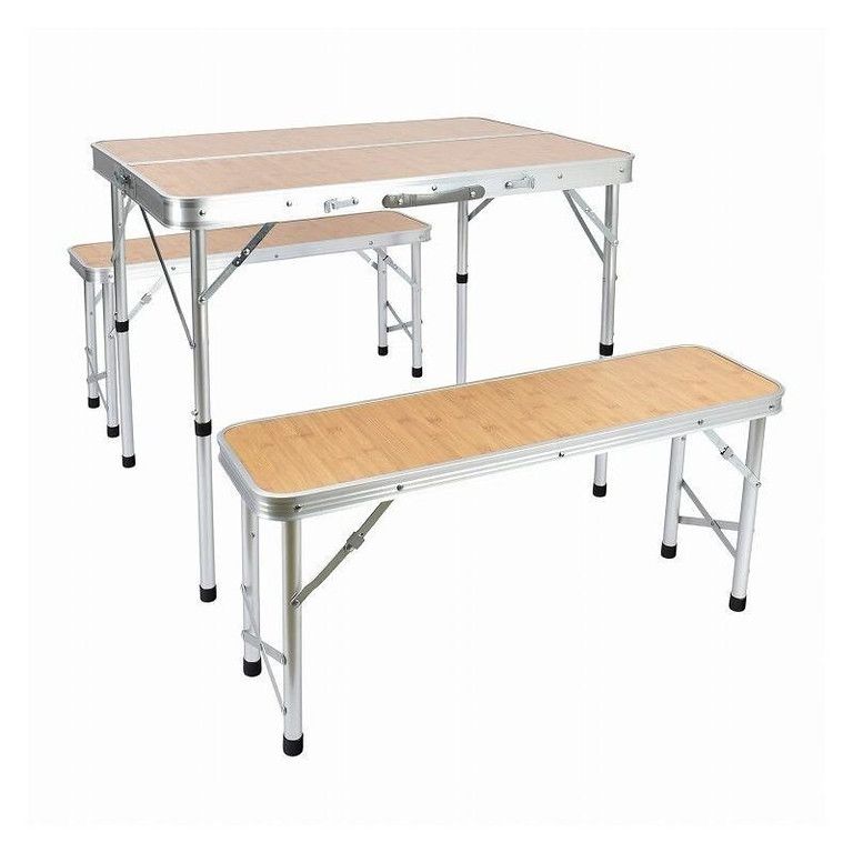 高さ調節 ＆耐熱撥水 アウトドアテーブル チェアセット 軽量アルミ製 折りたたみ式 コンパクト収納 キャンプ バーベキュー レジャーに最適 ナチュラル