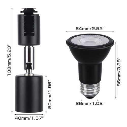 szbritelight スポットライト e 26 ダクトレールライト 電球付き ダクトレール用照明器具 ライティングレール PAR 20 レフ球型 ランプ付 LED電球 器具セット ブラック 電球色 セット p dc 5451 f 2