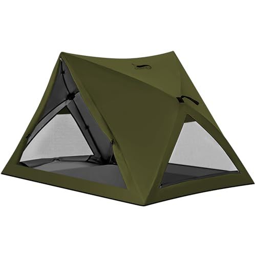 DesertFox テント ワンタッチ 1 2人用 3秒で組み立て 収納 4000 mm耐水圧 キャンプテント コンパクト軽量 撥水加工素材 自立式 二重層構造 4シーズン 簡単設営 初心者向け UVカット 通気防風防雨 収納袋付きSJ b 32 ee 953