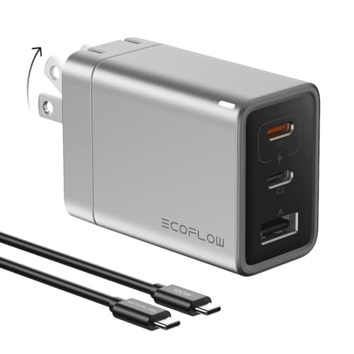 迅速に発送 EcoFlow 65 W 急速充電器 1 m充電ケーブル付き ポート3つ PD 3.0対応 PPS規格対応 GaN 窒化ガリウム 採用 3台同時充電 折りたたみ式プラグ コンパクトキューブ型 ACアダプター MacBook Windo 66 e 3321 c