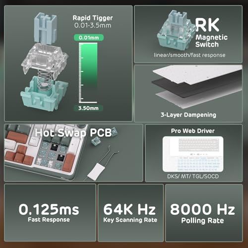 迅速に発送 RK ROYAL KLUDGE C 98 JP HE メカニカルゲーミングキーボード ホール効果磁気スイッチ ホットスワップ対応 95% 有線 RGB キーボード ラピッドトリガー調整 アクチュエーション 8 K ポーリングレート e 0848549