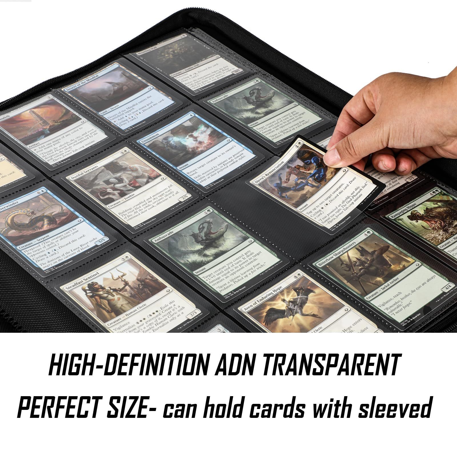 商品 16ポケットリングレストレーディングカードアルバム トレーディング スポーツカード用 TCG レザー ファスナー完閉 長期保存に最適な固定ページ タグ付き ByderPro 以上のポケットトレーディングカードバインダー のトレ