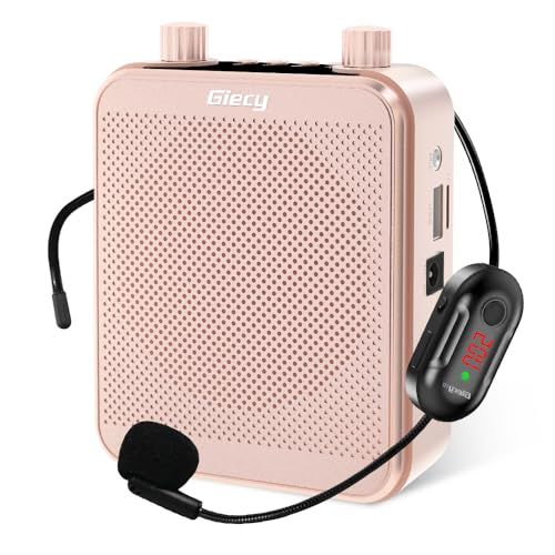 拡声器 ワイヤレス拡声器 無線拡声器 ポータブル 小型メガホン30 W USB microSD 対応 拡声器ハンズフリー 有線とワイヤレスUHFマイク付き 広範に教師の教育 イベント 会議 屋外 選挙 講演 販売などに最適 日本語説明書付き ローズゴールド
