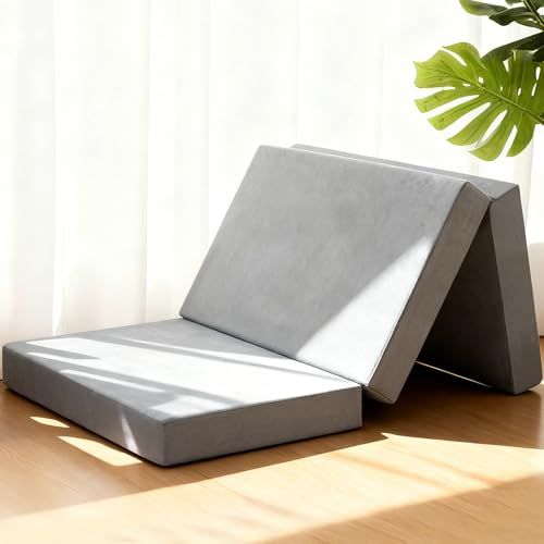 マットレス シングル 厚10 cm 密度25 D 硬さ190 N 三つ折り 折り畳み 敷布団 洗える パイル グレー p 36 bf 9747