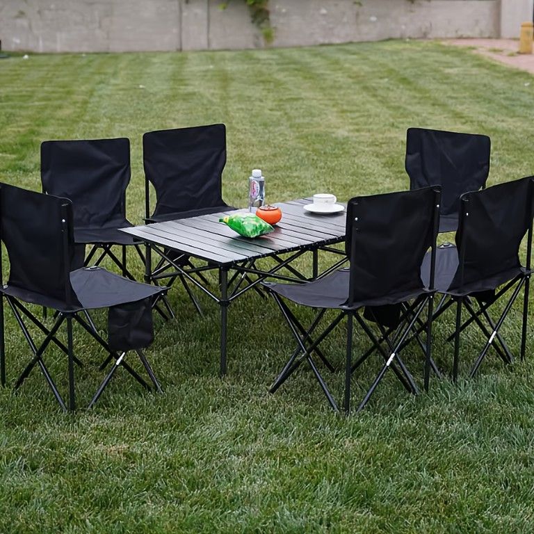 3点セット 折りたたみテーブル＆チェア2脚 すぐ使える アウトドア レジャー キャンプ BBQに最適 コンパクト収納 軽量ポータブル