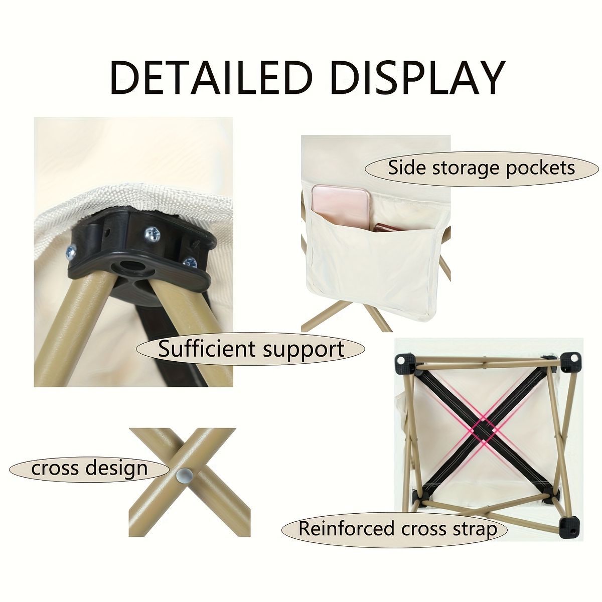  軽量＆コンパクト 折りたたみキャンプテーブル＆チェアセット キャリーバッグ付き 選べる3点 5点セット アウトドア ピクニック BBQ レジャーに最適 耐久性カーボンスチール製 ベージュ長方形5点セット テーブルチェアセット テーブル チェア ハンモック