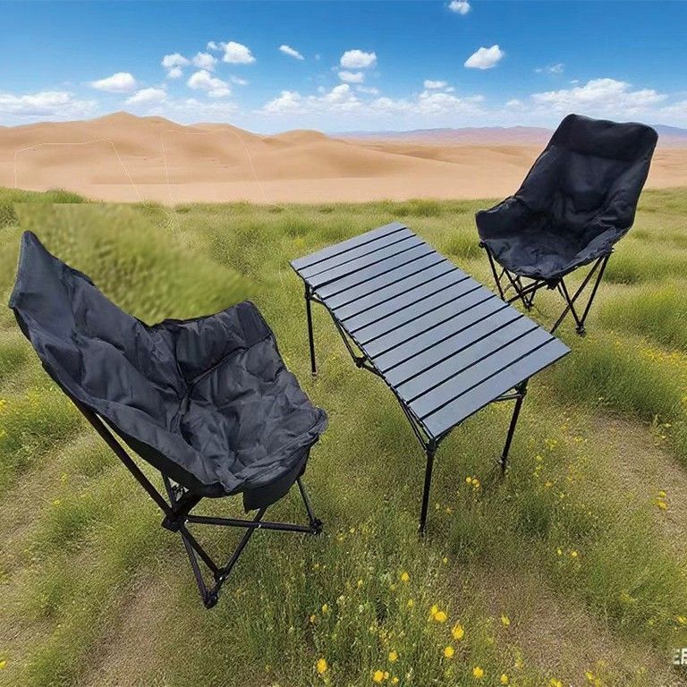 厚い背もたれで快適 アウトドア 折りたたみ椅子＆テーブルセット 軽量コンパクト 多機能 キャンプ 釣り ハイキング レジャーに最適 椅子2脚テーブル95 cm