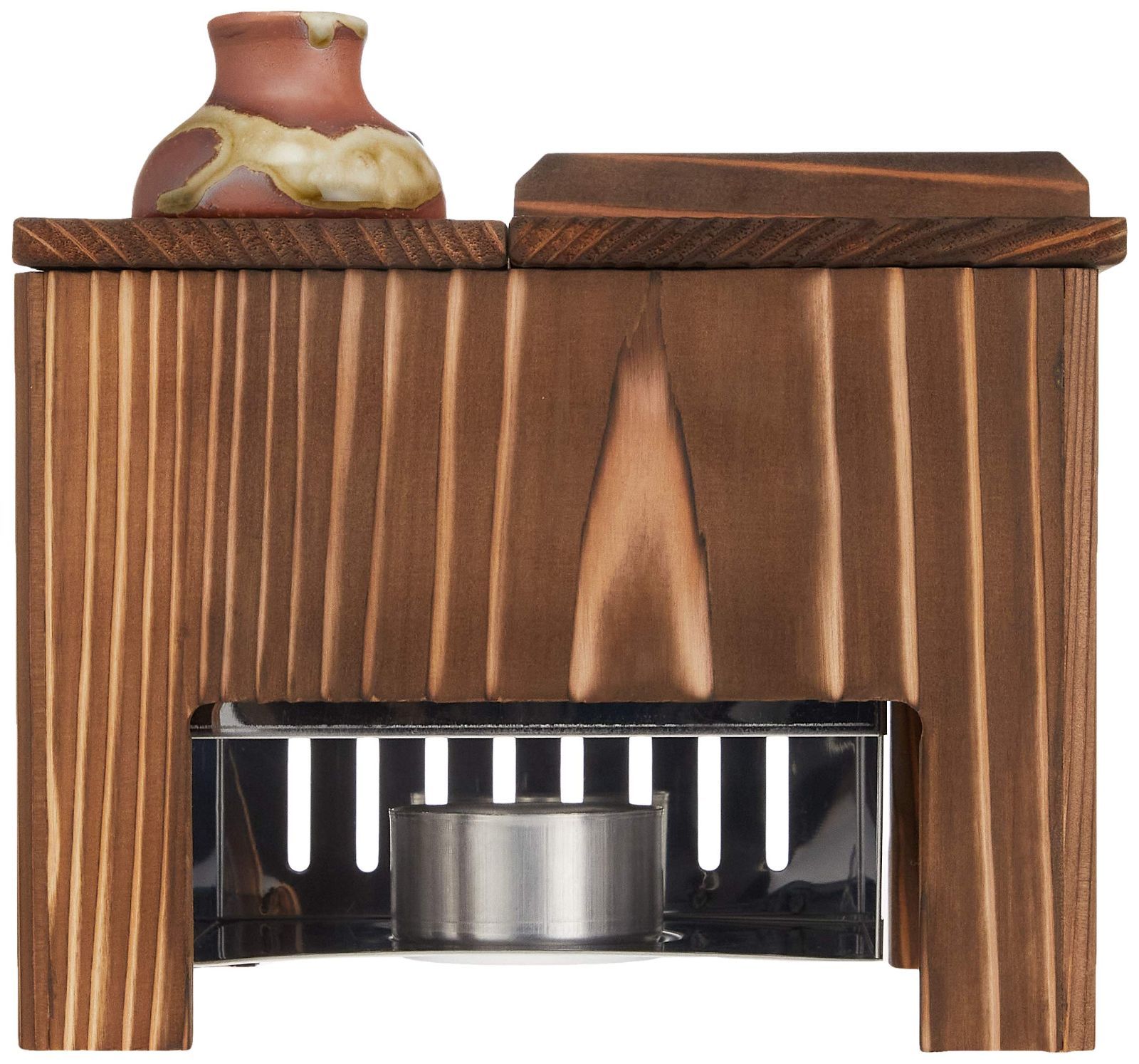 ヤマコー 焼杉湯豆腐ｾｯﾄ 1人用 豆腐すくい･汁次･火皿付 約19 2 x 14 8 xH 16 7 cm