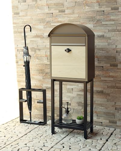 迅速に発送 スタンドポスト Simon ミルクティーベージュ ホワイト木目 SDM 071 ポスト 郵便ポスト メールボックス おしゃれ 郵便受け 宅配ボックス 北欧風 鍵付き 自立 スタンド コンパクト 玄関 家庭用 fb 041 cab