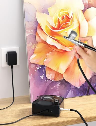 迅速に発送 Oasser エアブラシ セット ミニコンプレッサー ダブルアクション 無段階圧力制御タイプ2-36 PSI調節 プラモデルの塗装 ボディーアート 塗装用具 持ち運びやすい 初心者向け ノズル口径0.2 mm 0.3 0.5 93 c 204 e 2