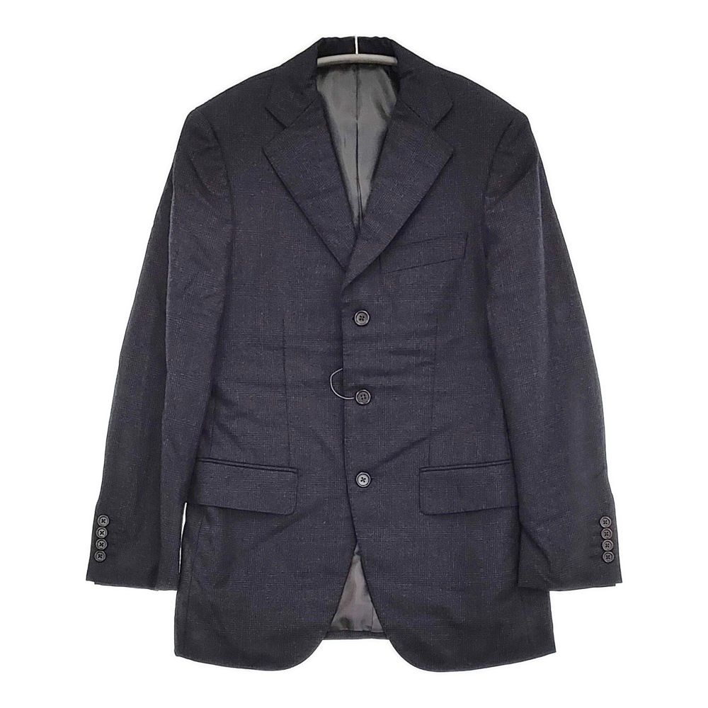 BEAMS F 3B テーラードジャケット パンツ グレンチェック ウール スーツ セットアップ ネイビー メンズ ビームスエフ【中古】6-0126T♪ BEAMS F 3B テーラードジャケット パンツ グレンチェック ウール