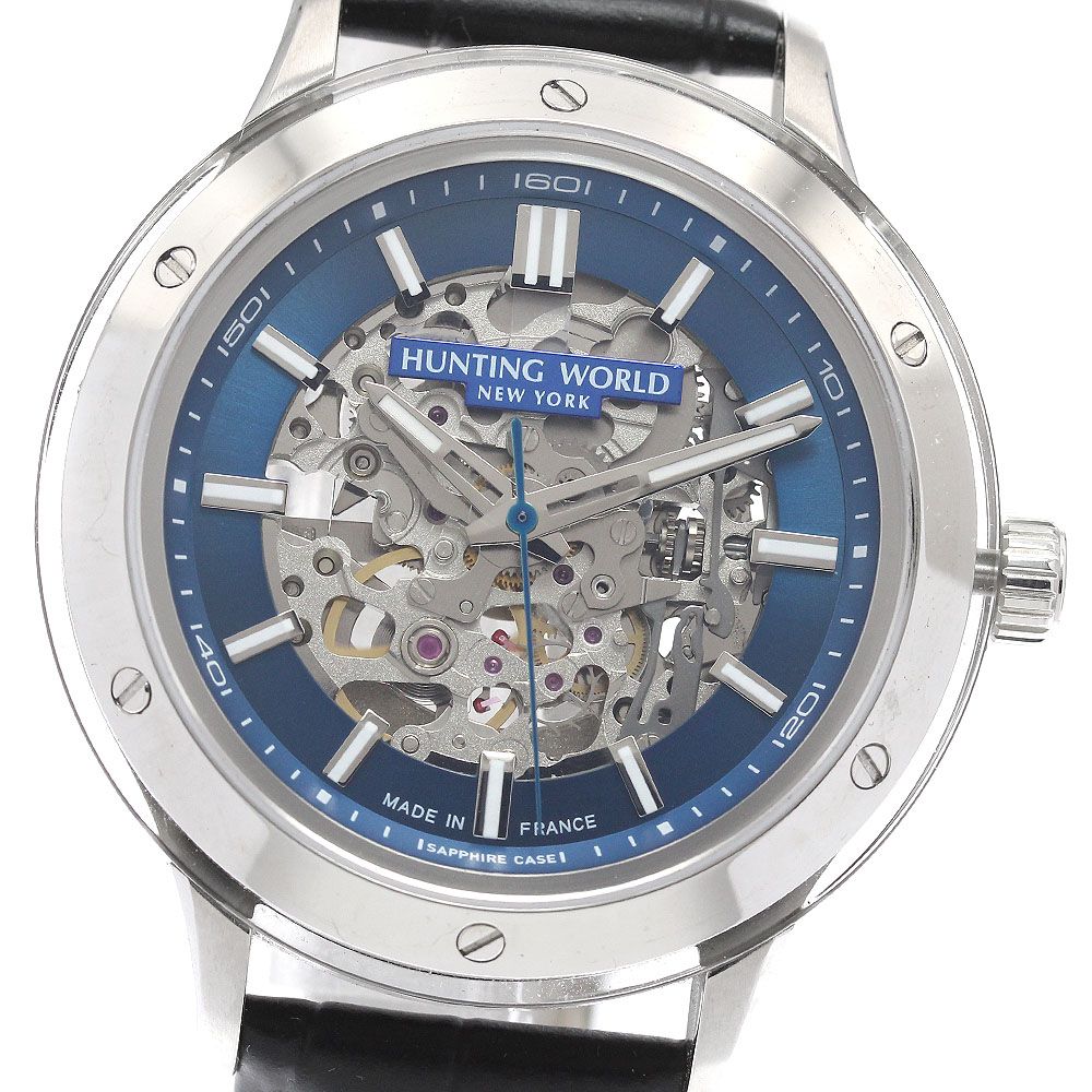 ハンティングワールド HUNTING WORLD HW030SNV サファイアケース 自動巻き メンズ 箱 保証書付き_941236