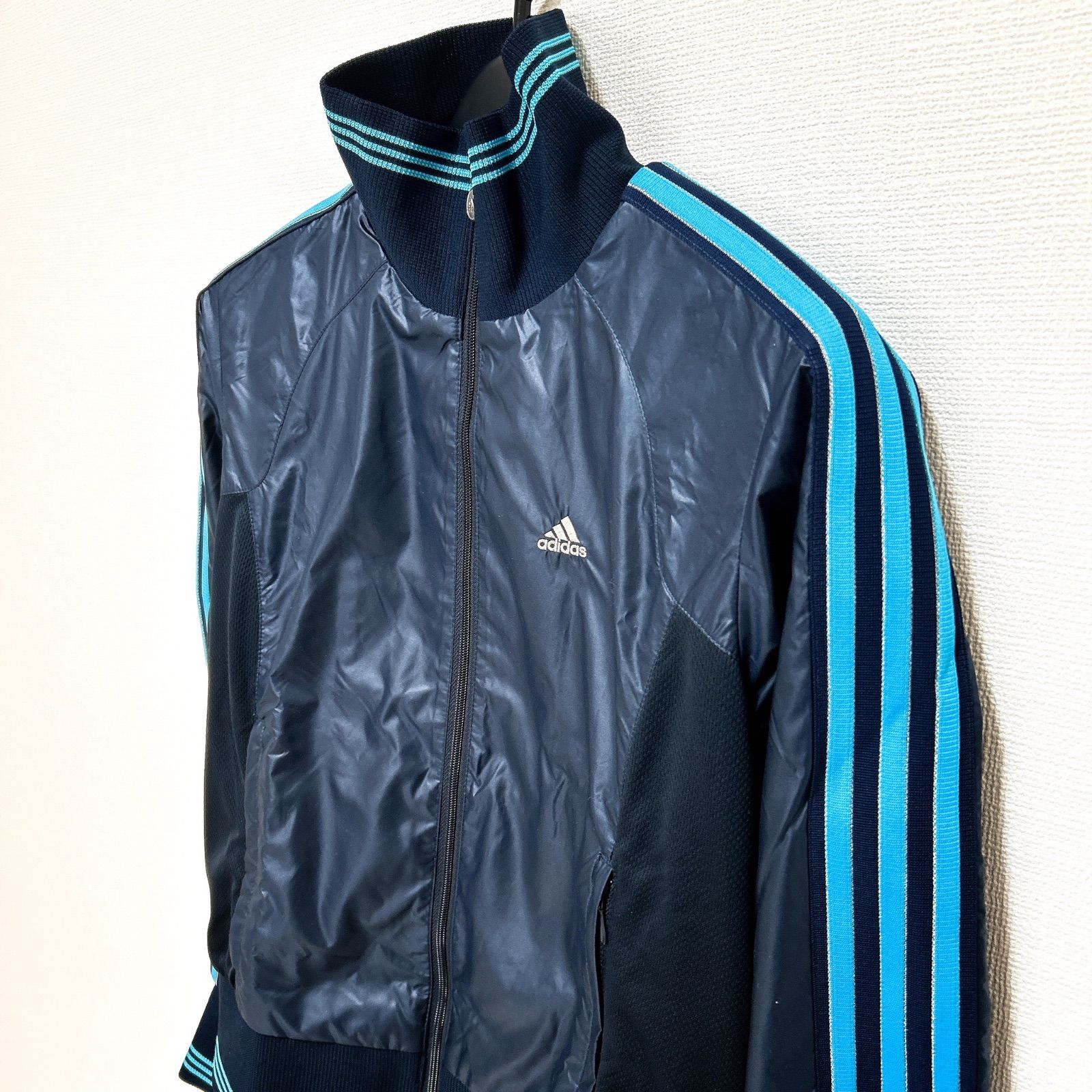 メンズ 00s Y2K adidas アディダス ナイロンジャケット ネイビー