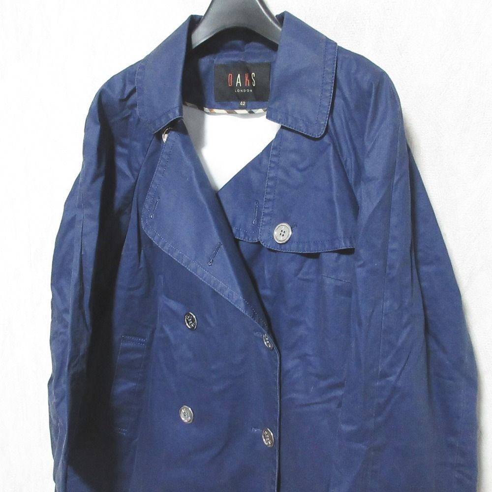 良品 DAKS ダックス トレンチコート 11-981924 サイズ42 ネイビー
