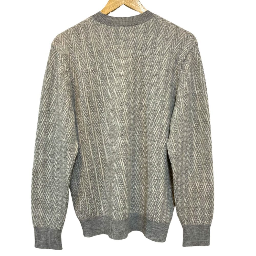 良品 MISSONI ミッソーニ シェブロンボーダーニット セーター サイズ50 グレー  メンズ 古着 中古 USED