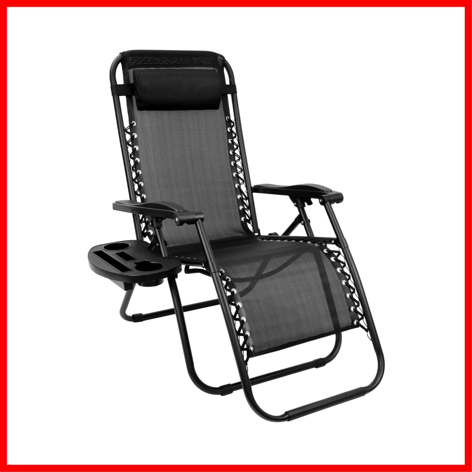 庭|花見|砂浜|キャンプ|戸外用 ブラック ゼログラビティー|無重力|インフィニティチェア 組立不要 耐荷重122 kg 軽量 角度調節 無段階 オットマン付き アウトドアチェア 折りたたみ リクライニングチェア