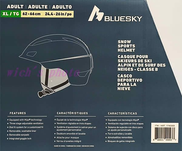 ブルースカイ 大人用 スノーヘルメット MIPS ブラック XL BLUESKY