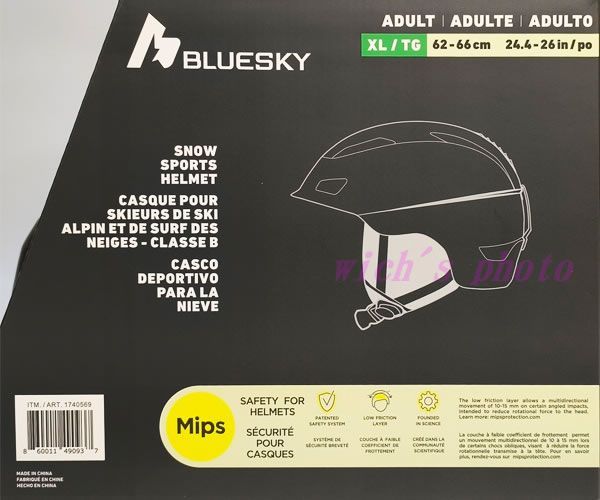 ブルースカイ 大人用 スノーヘルメット MIPS ブラック XL BLUESKY