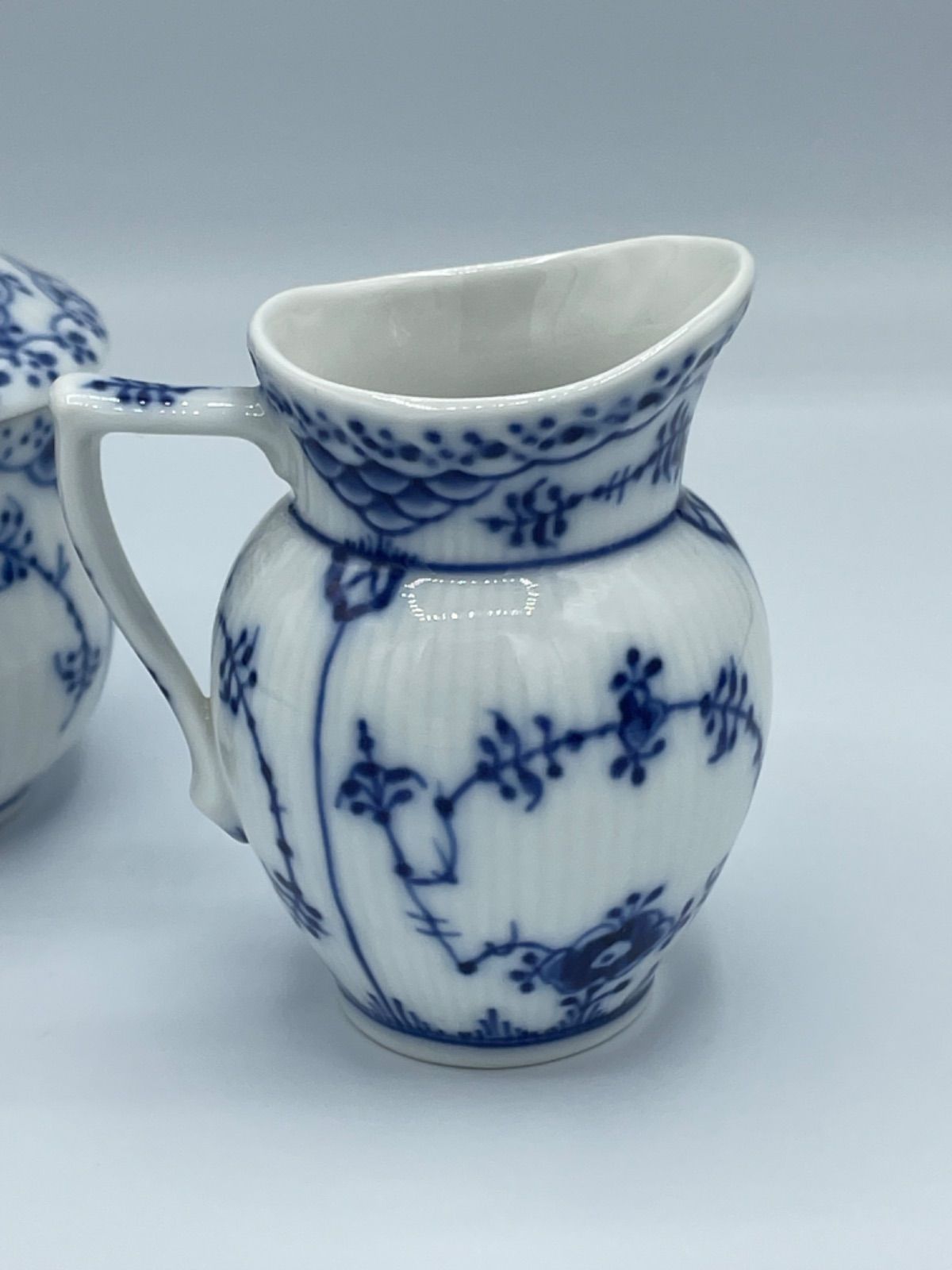 ROYAL COPEN HAGEN ロイヤルコペンハーゲン ブルーフルーテッド ハーフレース クリーマー ジャムポット セット デンマーク製