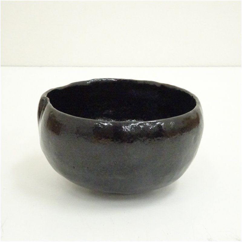 佐々木昭楽造 光悦くいちがい写黒楽茶碗（共箱） 茶道 抹茶 おしゃれ