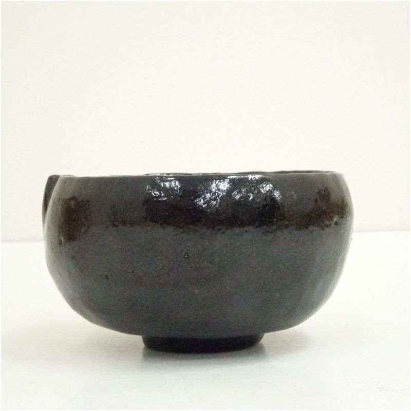 佐々木昭楽造 光悦くいちがい写黒楽茶碗（共箱） 茶道 抹茶 おしゃれ