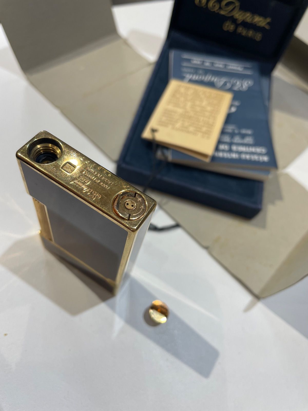 極上】S.T.DUPONT デュポン ガスライター 火花確認済 漆マーブル ベっ 