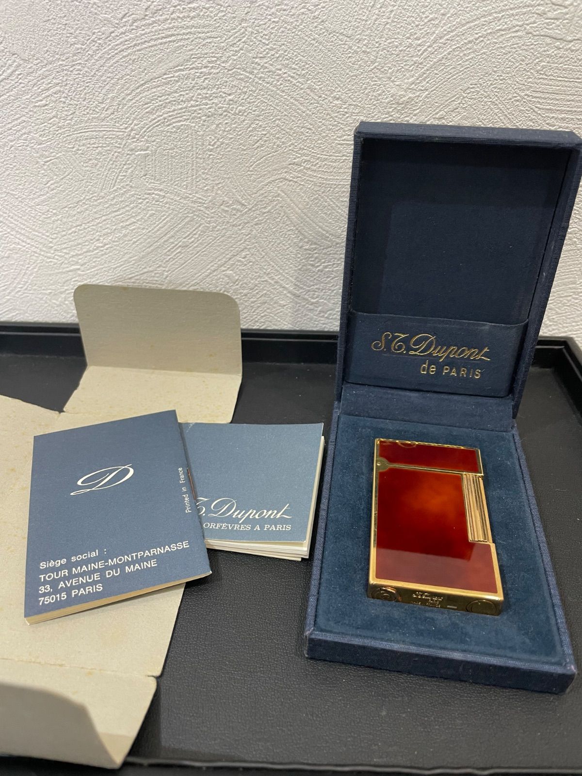 極上】S.T.DUPONT デュポン ガスライター 火花確認済 漆マーブル ベっ 