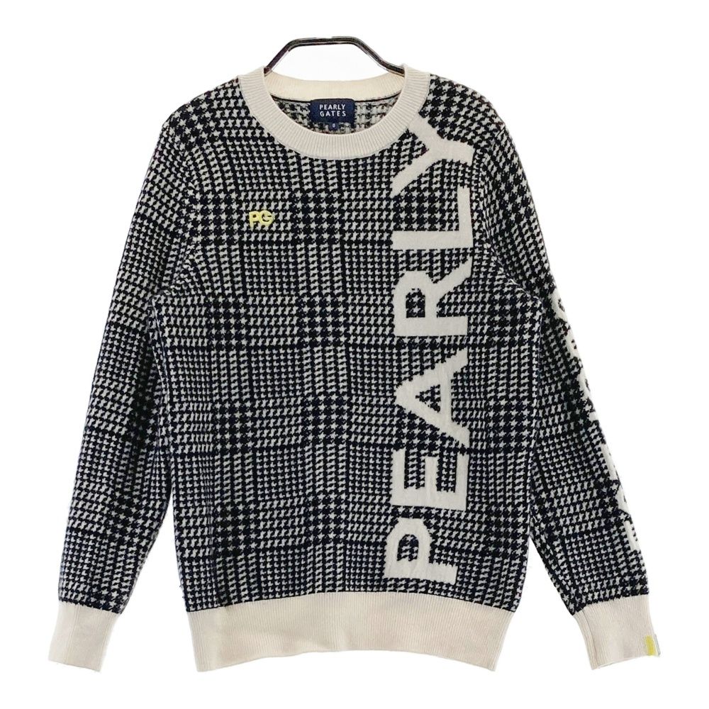 サイズ：0 PEARLY GATES パーリーゲイツ  カシミヤ ニットセーター グレンチェック柄 ブラック系 [240101621173] ゴルフウェア レディース ストスト サイズ：0 PEARLY GATES パーリーゲイツ カシミヤ ニットセーター