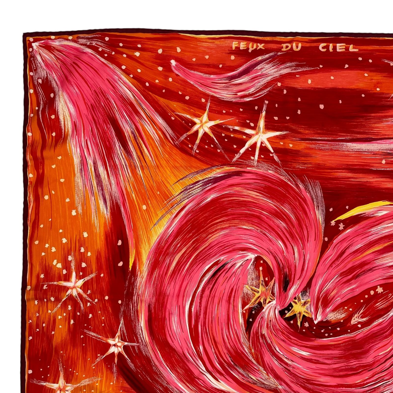 極美品 HERMES エルメス スカーフ シルク カレ90 FEUX DU CIEL 天の火