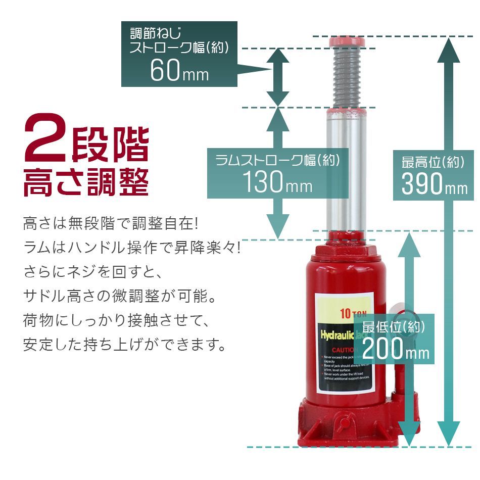 【送料無料】油圧ジャッキ 10t ジャッキ 油圧 ボトルジャッキ ダルマジャッキ タイヤ交換 ［油圧式ジャッキ 油圧 ジャッキ 手動 車 タイヤ 交換］ 送料無料 thumbnail 4