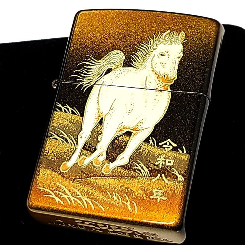 ZIPPO ライター 和柄 本金蒔絵 干支 午 金タンク ジッポ 馬 2026年 令