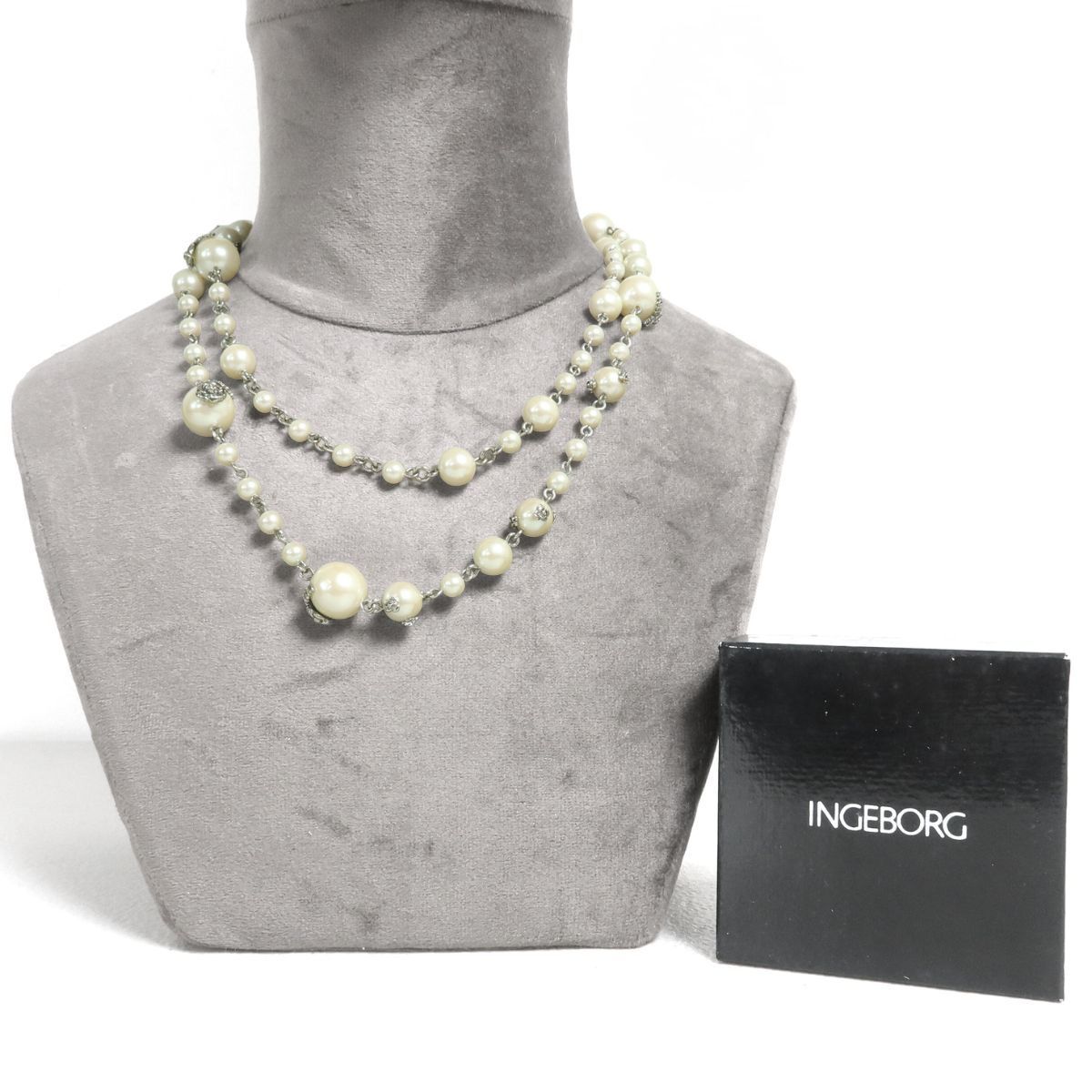パールネックレス パールホワイト 美品 ネックレス シルバー パール 【美品】パールネックレスシルバー