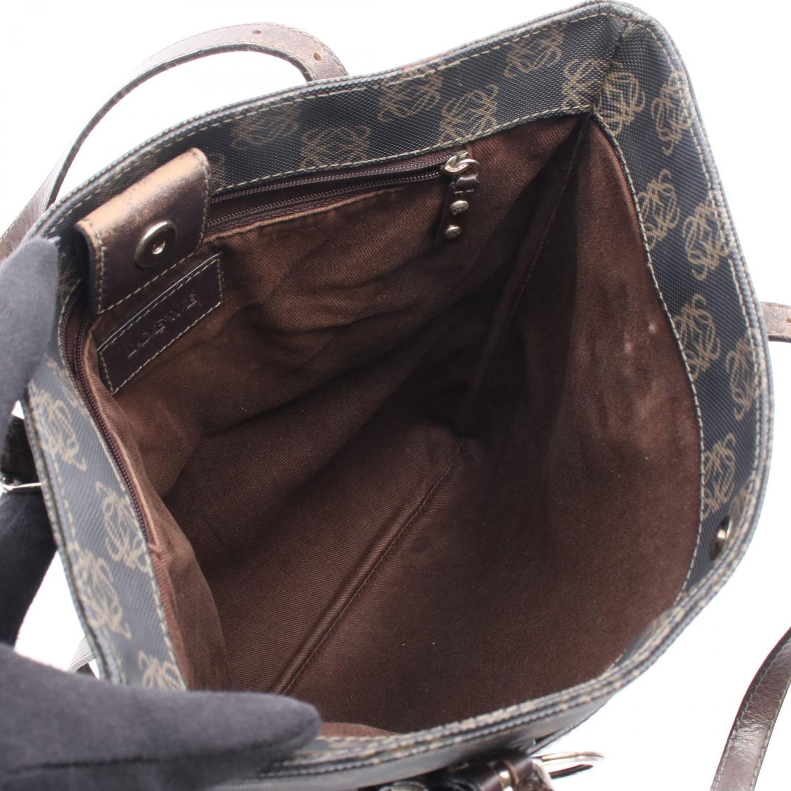 ロエベ LOEWE トートバッグ リピートアナグラム ダークブラウン PVC 