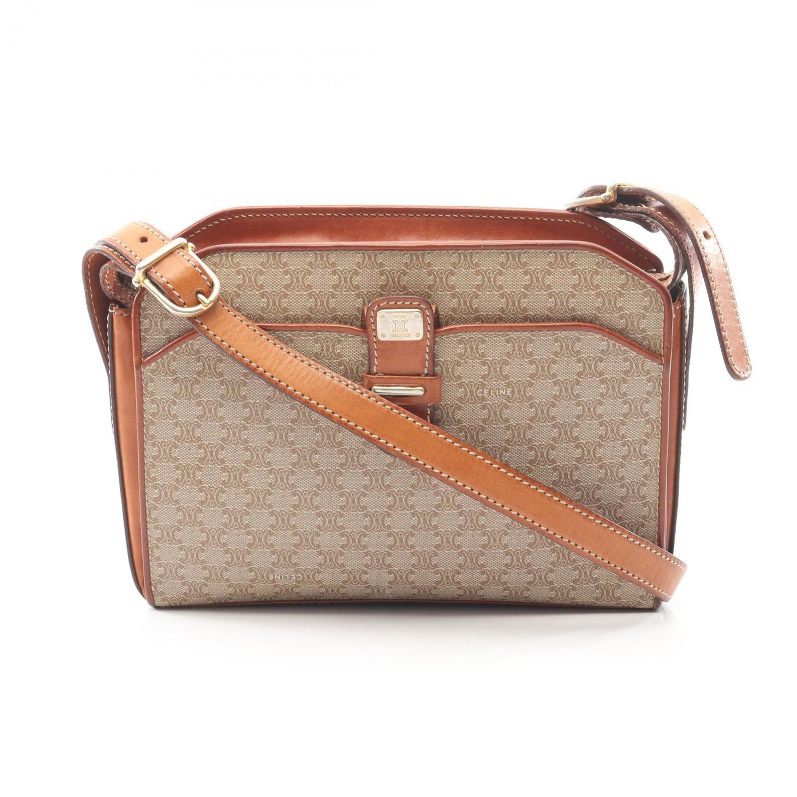 セリーヌ CELINE ショルダーバッグ マカダム ベージュ PVCコーティング 