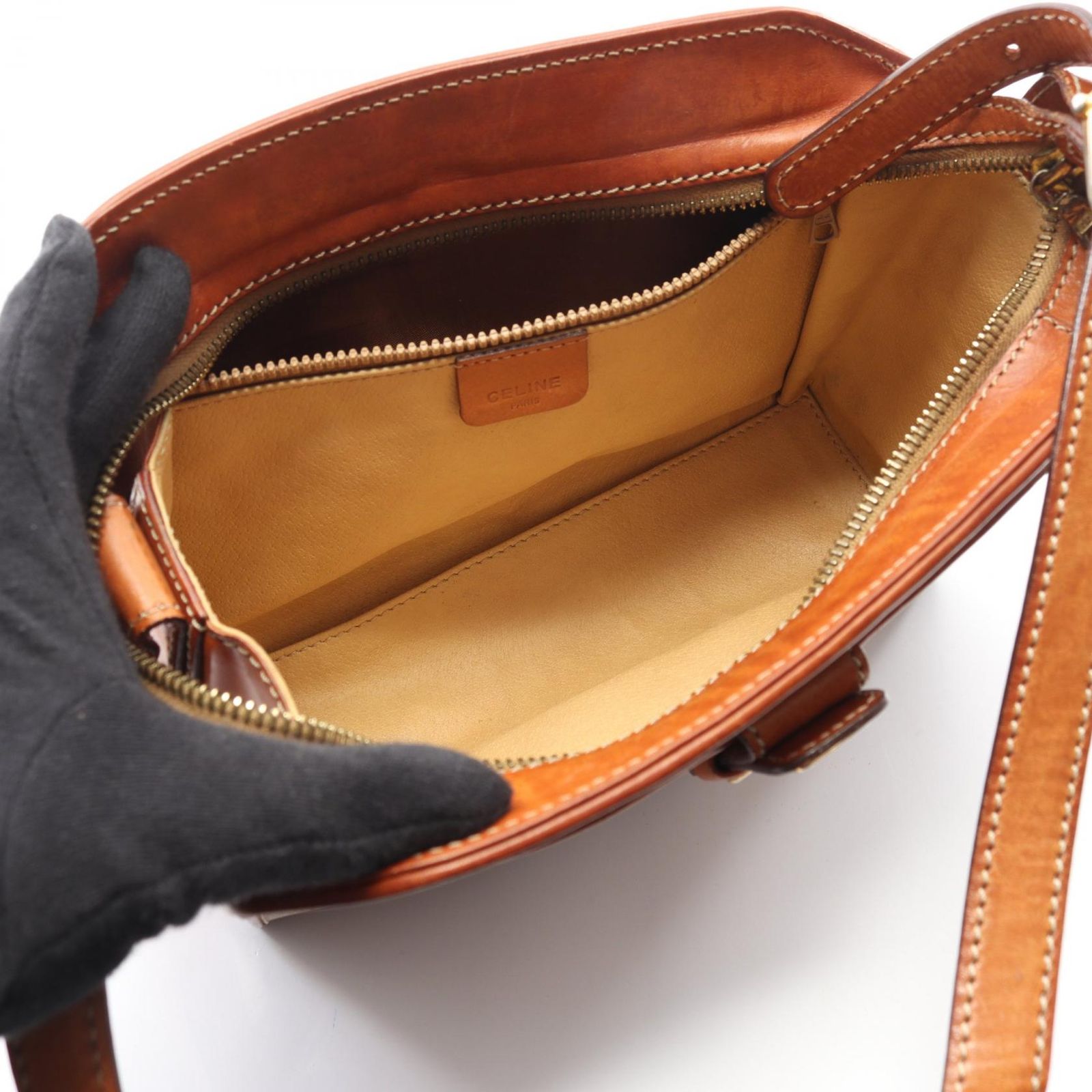 セリーヌ CELINE ショルダーバッグ マカダム ベージュ PVCコーティング 