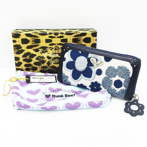 極美品 Think Bee！ シンクビー ブルーカナリー 長財布 ラウンド