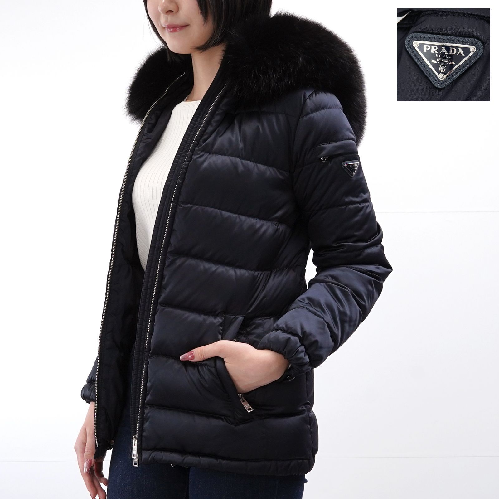 プラダスポーツ PRADA SPORT ファージャケット ブルゾン 毛皮 ジップ