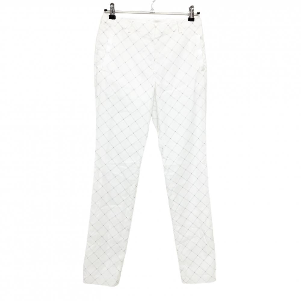 【新品】ランバンスポール パンツ 白×ライトグレー チェック 裏地付 耐久撥水 レディース 38(M) ゴルフウェア LANVIN SPORT