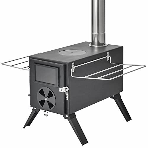 迅速に発送 薪ストーブ アウトドア調理 暖炉 キャンプ テント 煙突付き ブラック|鉄製 7 b 4 c 2 11