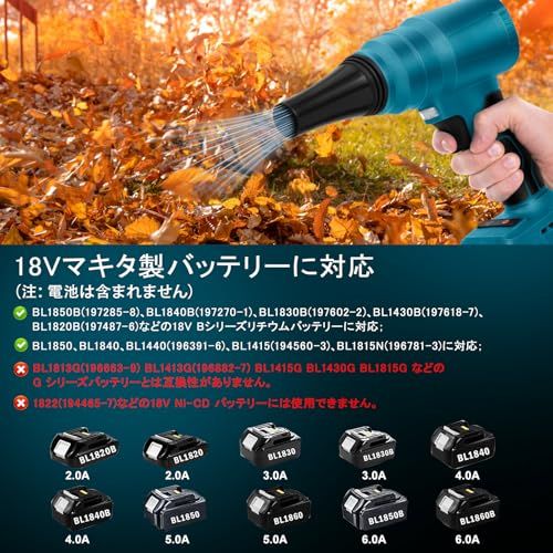 迅速に発送 ブロワー マキタ 18 V エアダスター 強力 洗車 充電式 マキタバッテリー適用 ブロワバキューム 無段速度調整 洗車水飛ばし 落ち葉集め e 37 d 5804