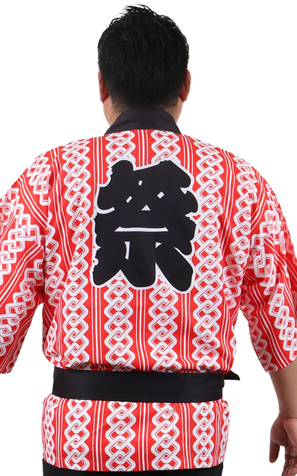 男女兼用 サイズ 吉原つなぎ柄 腰ひも付き 総柄 イベント 観光 祭 インバウンド おもてなし お 法被 土産 プレゼント 日本 はっぴ らしさ 居酒屋 店員 TIME] スタッフ 制服にも 大人用 [FABULOUS 衣装 10101472 赤