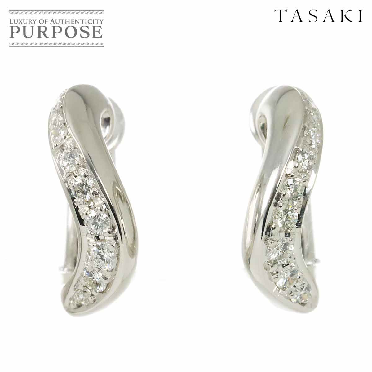 タサキ TASAKI ダイヤ 0.12ct/0.12ct イヤリング K18 WG ホワイト 