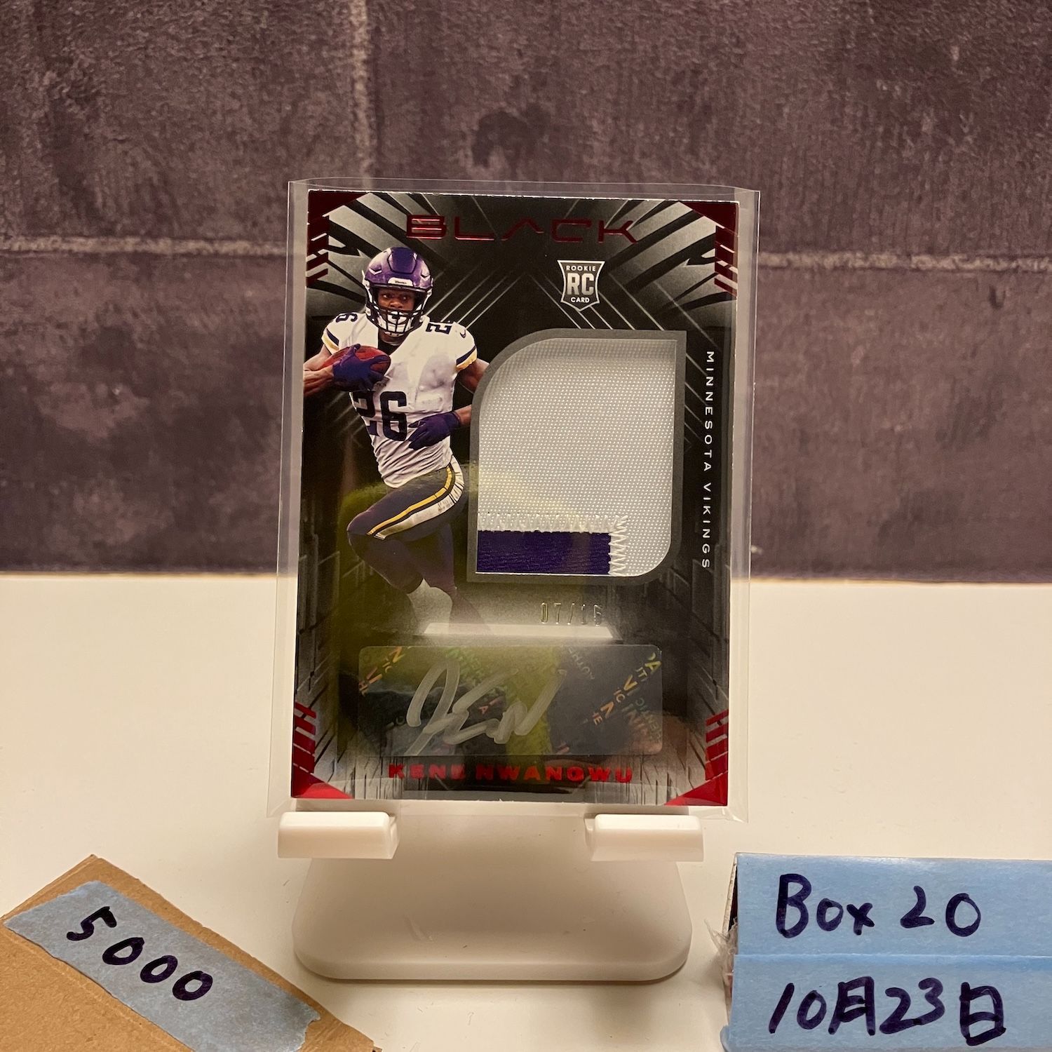 2021 Panini Black Kene Nwangwu 07/15 直筆サインカード Minnesota Vikings パッチ RC ルーキー Rookie カード