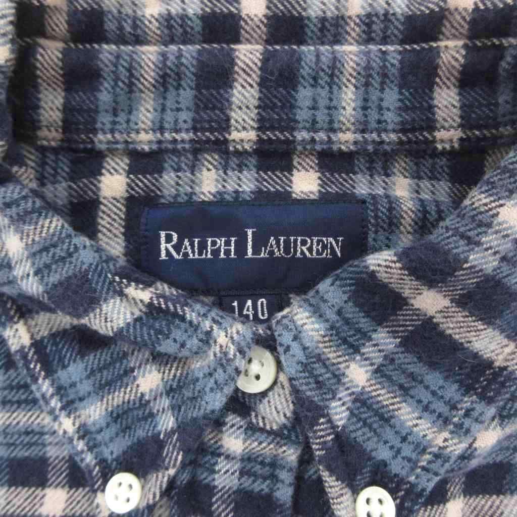 ラルフローレン RALPH LAUREN 美品 シャツワンピース 140 青 ブルー