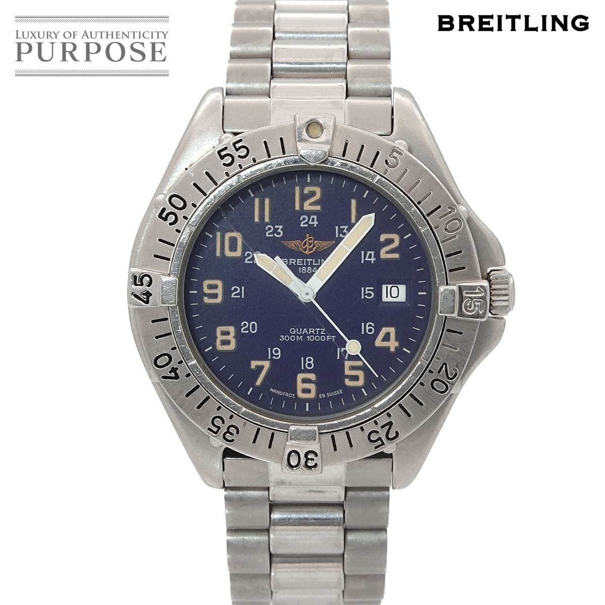 ブライトリング BREITLING コルト A57035 メンズ 腕時計 デイト ブルー 