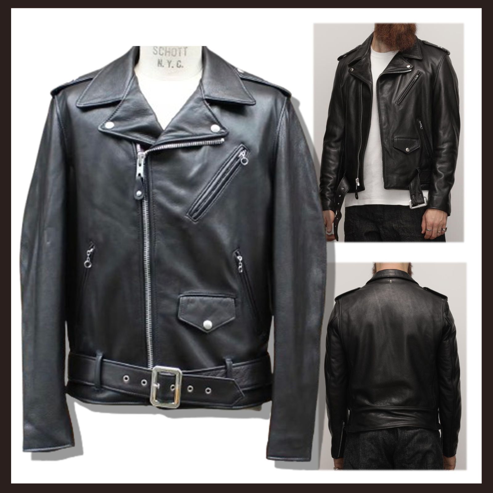 ショットレザー ダブルライダースジャケット 黒 Schott N.Y.C（ショット） レザージャケット ライダース 「Women's