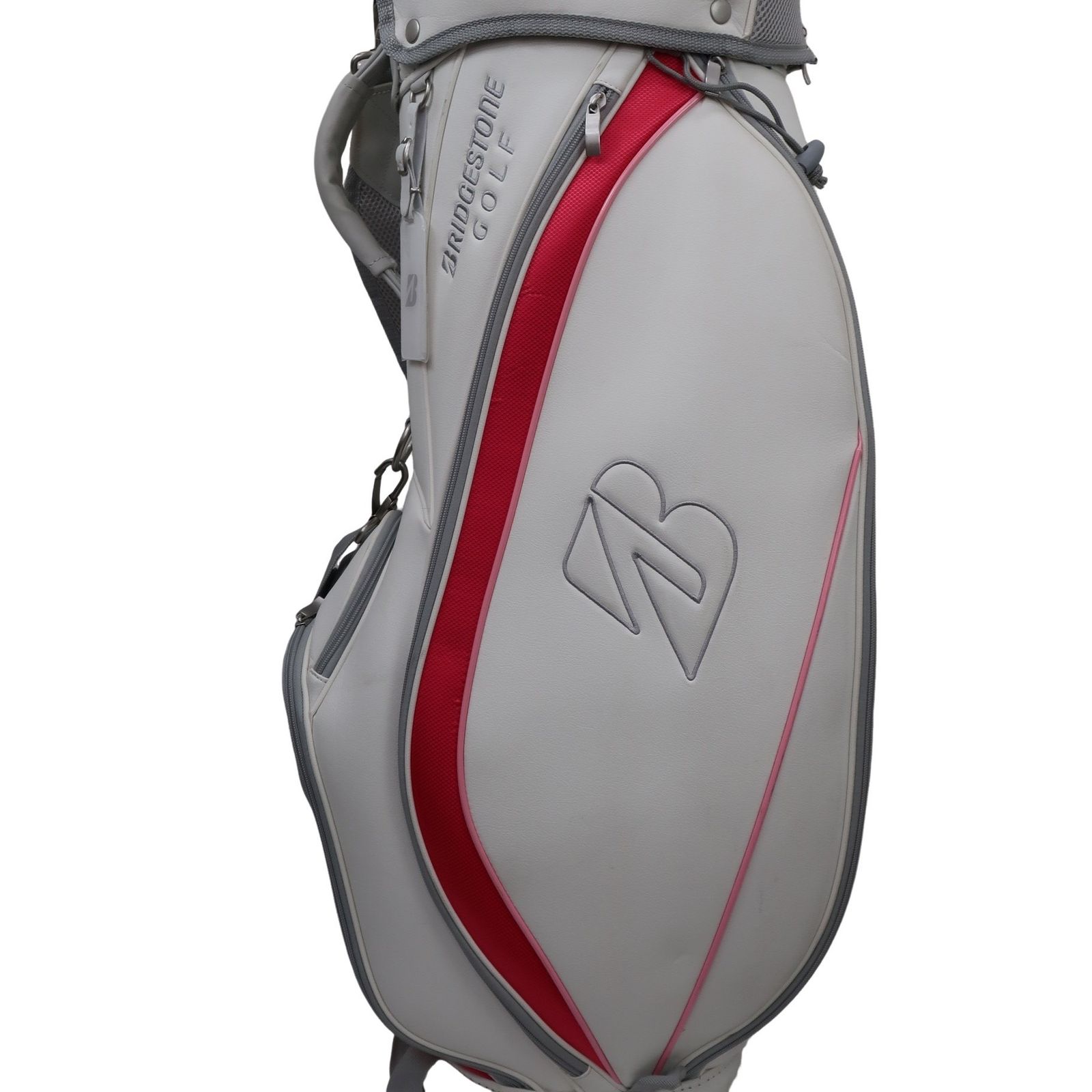  BRIDGESTONE GOLF ブリヂストンゴルフ キャディバッグ ヘッドカバー3点セット 白ピンク 6口 ゴルフ用品 2512 0337 スパイクレス ゴルフバッグ キャディバッグ ゴルフ