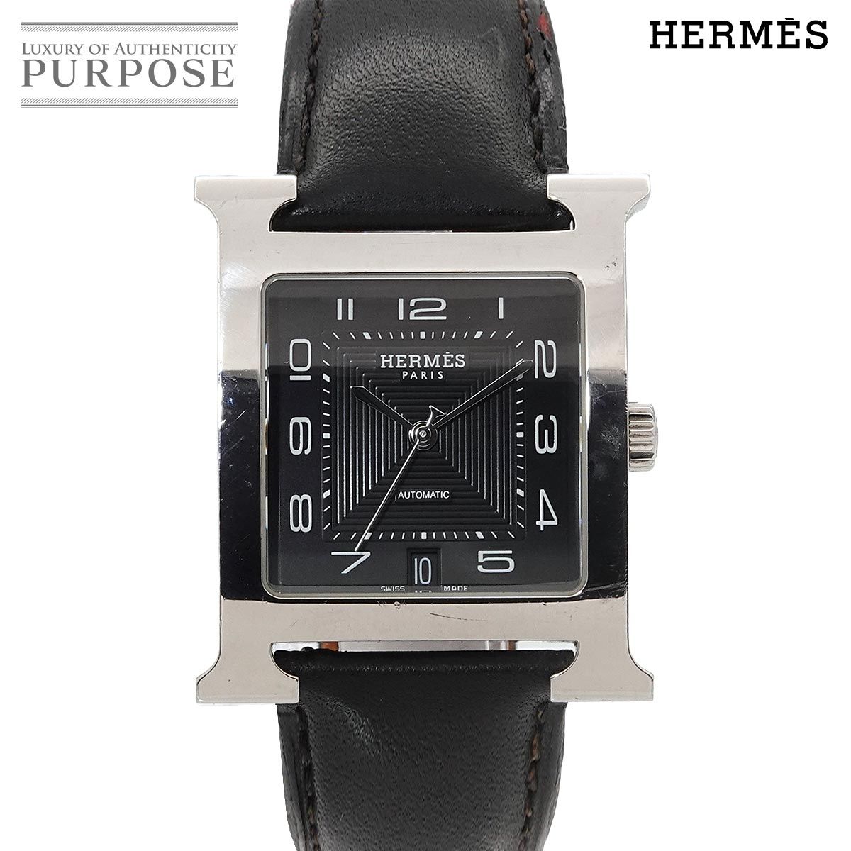 エルメス HERMES Hウォッチ HH2 810 メンズ 腕時計 デイト ブラック オートマ 自動巻き ウォッチ H Watch 90313146