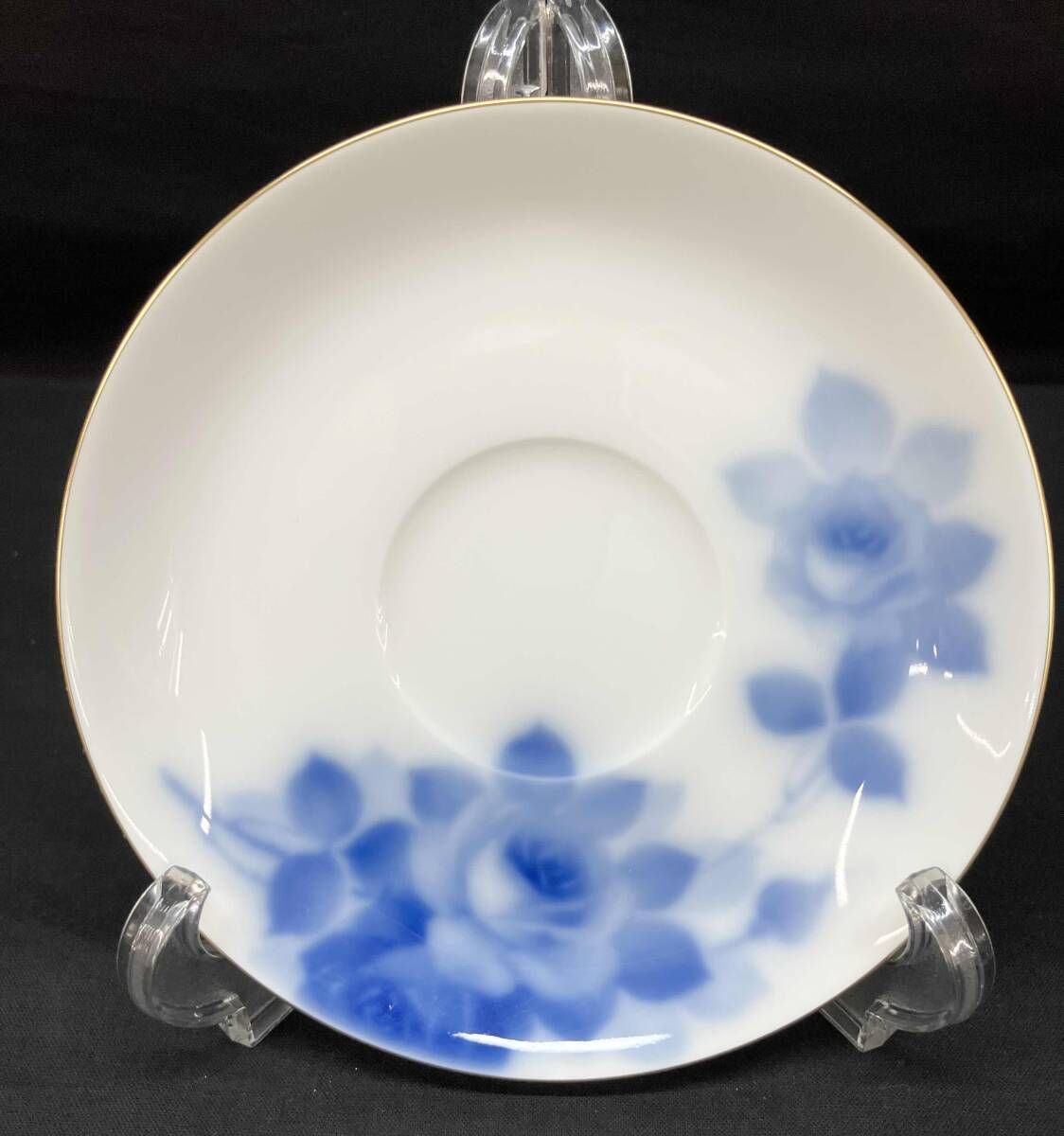 大倉陶園 ブルーローズ 金彩 ティーカップ-ソーサー 1客