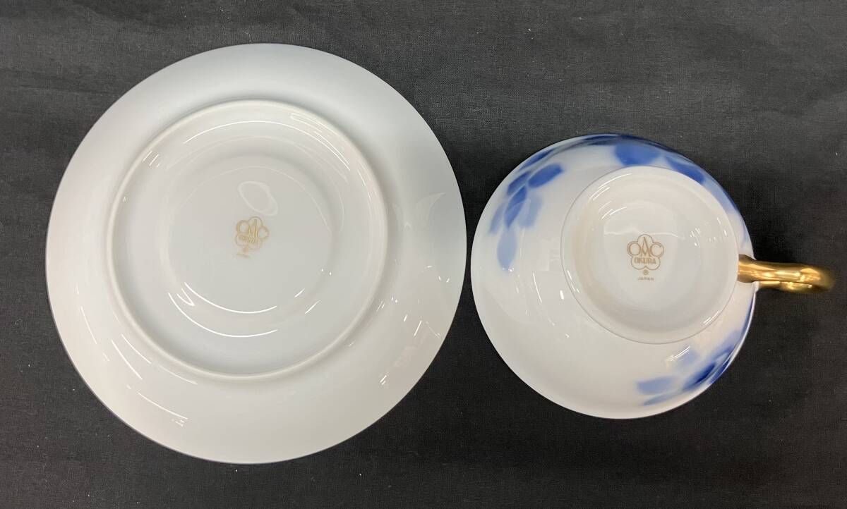 大倉陶園 ブルーローズ 金彩 ティーカップ ソーサー 1客